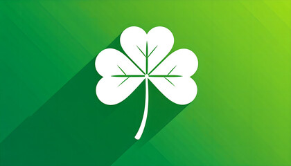 White Clover Leaf Icon on Green Gradient Background: St. Patrick's Day Design