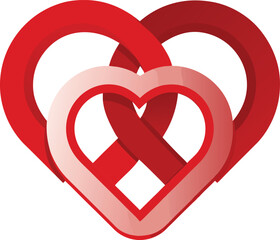 Bold and Simple Interlocking Hearts Design in Red.