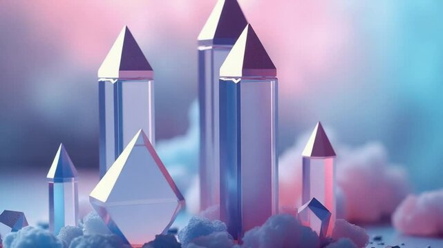 Abstract Geometric Crystal Shapes Digital Rendering