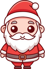 Chibi Santa Claus Line Art Vector Illustration.