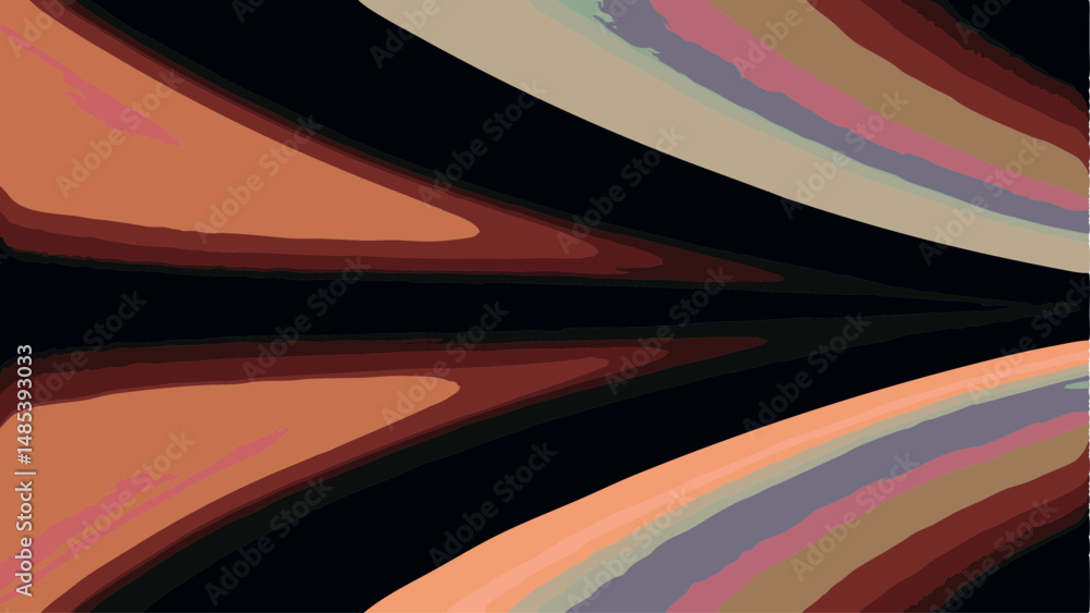 Aufkleber abstract rendering featuring curved shapes and lines in shades of brown and black with a dark backdr