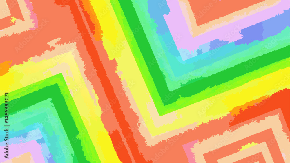 Poster abstract painting featuring colorful angled lines with a textured brushstroke effect design style