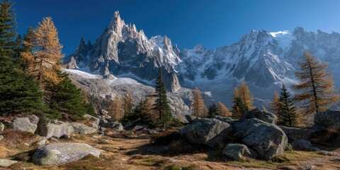 Majestic Alpine Peaks and Forested Valley