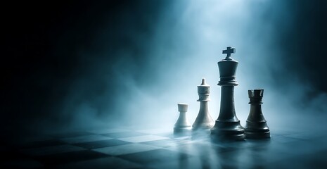 Dramatic Chess Pieces Strategy Game King Queen Competition Leadership Success