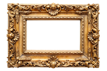 Intricately carved gold frame with ornate floral and foliage design against a dark background