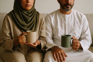 Couple enjoying coffee together.