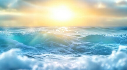 Obraz premium Serene ocean waves at sunset