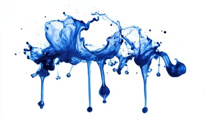 Dynamic blue liquid splash against white