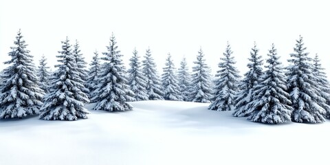 Naklejka premium Snowy Winter Forest Landscape Illustration