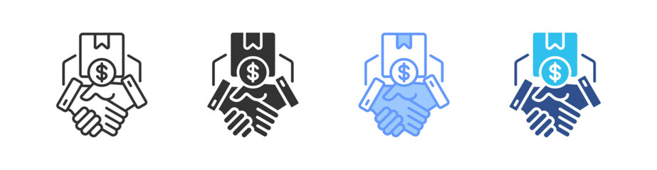 Closing Deal Multi Style Icon Set Vector 