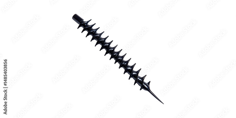 Poster black plastic spiked object. unique design and texture isolated on transparent background