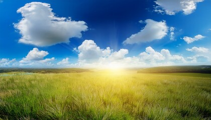 landscapes blue sky with white cloud and sunshine
