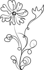 Elegant Single Line Drawing of a Flower with Swirls