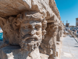 Obraz premium close-up photograph showcasing the intricate details of a royal figure carving at persepolis