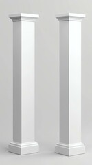 Fototapeta premium Two Classical White Columns on a Light Gray Background