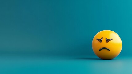 A sad face is sitting on a blue background