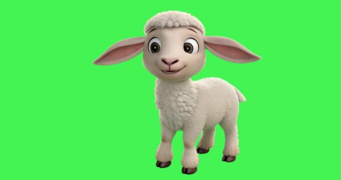 : green screen animation cute little sheep