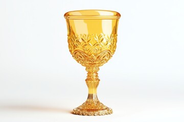 Amber glass goblet with ornate detailing