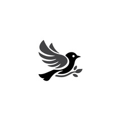 Black and White Vector Bird Illustration with Eagle and Hummingbird Elements