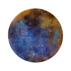 Beautiful Mercury planet of the space solar system isolated on white background. Watercolor digital illustration. Cute items for kids for the design, decoration of clothes, room, interior, textile