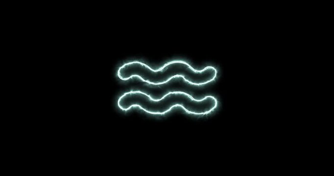 Aquarius symbol blue flaming. Loop