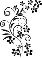 Elegant Black and White Floral Design Element