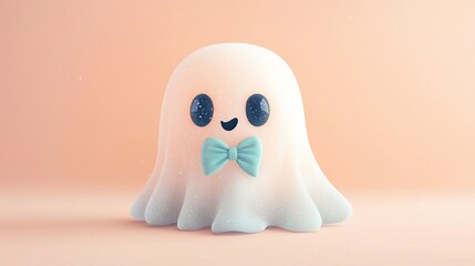 Obraz premium Cute Ghost, Studio Shot, Pastel Background