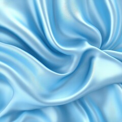 Fototapeta premium Light blue silk fabric with soft, flowing waves