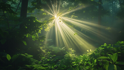 Fototapeta premium sun rays in the forest
