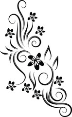 Elegant Black and White Floral Design Element