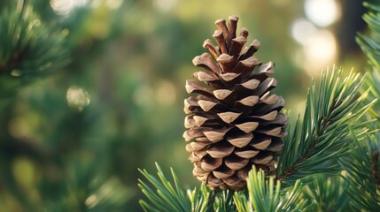 Pine Cone Serenity: A Detailed Close-up of a Conifer Cone in a Soft, Natural Light