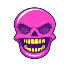 Fototapeta premium A vibrant pink skull with a mischievous grin.