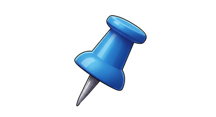 Blue push pin on white background