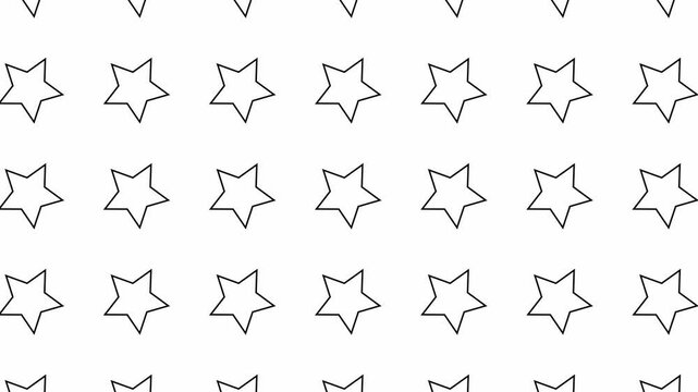 Stars seamless pattern on white background animation