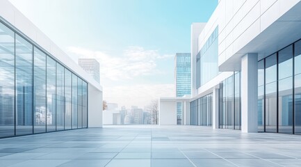 Fototapeta premium Modern city plaza with glass buildings