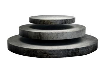 Three tiered concrete platform with a transparent background