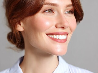 Naklejka premium Close-up Woman Portrait with Perfect Smile