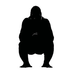 Solid black silhouette of a gorilla sitting