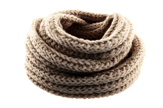 Soft beige knitted infinity scarf with a cozy texture