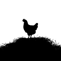 Solid black silhouette of a hen nesting