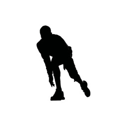 Solid black silhouette of a jogger stretching