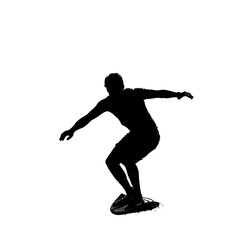 Solid black silhouette of a surfer riding