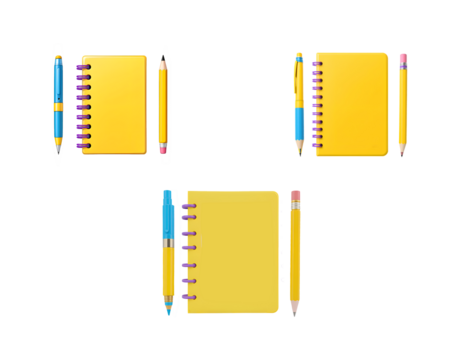 A set features a colorful set of blank spiral notebooks, essential office and school paper objects for notes and business illustrations - Powered by Adobe