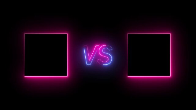 Versus bars neon side line with rectangle frame animation. The concept of battle, competition, duel, or comparison. 4k animation