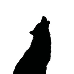 Solid black silhouette of a werewolf howling