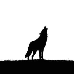 Solid black silhouette of a wolf howling