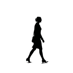 Solid black silhouette of a woman walking