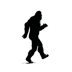 Solid black silhouette of a yeti stomping