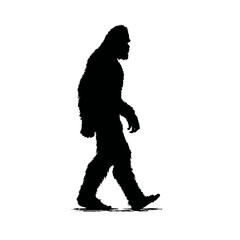 Solid black silhouette of a yeti walking