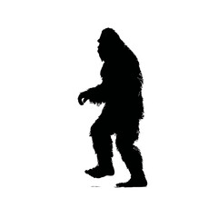 Solid black silhouette of a yeti stomping